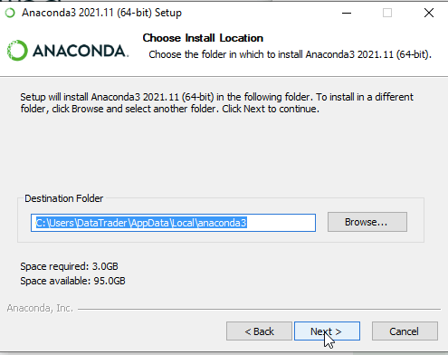 Ambiente di ricerca sul trading algoritmico con Python su Windows